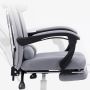 Swivel armchair with footrest and headrest - gray