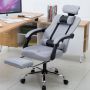 Swivel armchair with footrest and headrest - gray