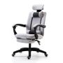 Swivel armchair with footrest and headrest - gray