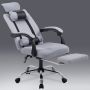 Swivel armchair with footrest and headrest - gray
