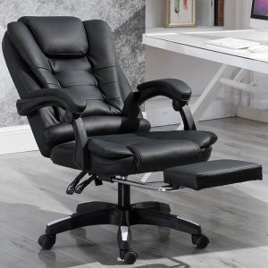 Swivel armchair with massager and footrest- black