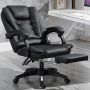 Swivel armchair with massager and footrest- black