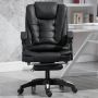 Swivel armchair with massager and footrest- black