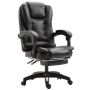 Swivel armchair with massager and footrest- black