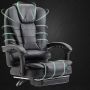 Swivel armchair with massager and footrest- black