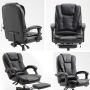 Swivel armchair with massager and footrest- black