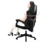 Swivel office chair with headrest and footrest - white