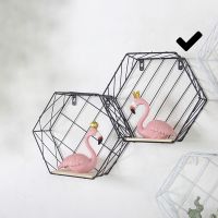 Sześciokątna półka dekoracyjna, styl LOFT - czarna