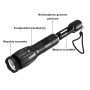 Tactical flashlight with Cree T6 LED with powerbank function, built-in battery, charged via USB