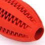 Toy ball. Rugby. Teether cleans teeth. Red dog
