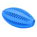 Toy rugby ball. Teether cleans teeth - light blue dog