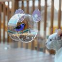 Transparent bird feeder for glass, round 15x8 cm