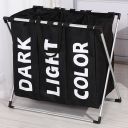 Triple laundry / linen basket - black