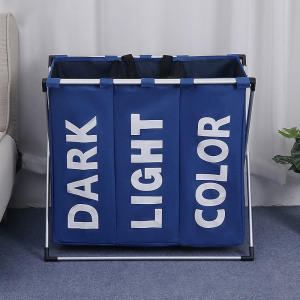 Triple laundry / linen basket - blue