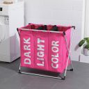 Triple laundry / linen basket - pink