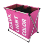 Triple laundry / linen basket - pink