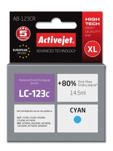 Tusz Activejet AB-123CR (zamiennik Brother LC123C/121C; Premium; 14.5 ml; niebieski)