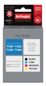 Tusz Activejet AEB-1285N (zamiennik Epson T1281, T1282, T1283, T1284; Supreme; 1 x 15 ml, 3 x 13 ml; czarny, czerwony, niebieski, żółty)