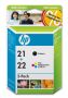 Tusz HP zestaw HP 21+HP 22, HP21+HP22=SD367AE, zawiera czarny i kolor, C9351AE+C9352AE