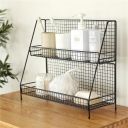 Two-level, standing bookcase / shelf - black