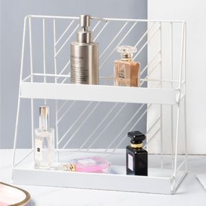 Two-tier shelf for cosmetics - white