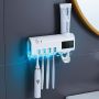 UV toothbrush holder with a paste dispenser - white
