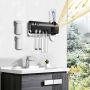 UV toothbrush holder with toothpaste dispenser - black
