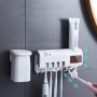 UV toothbrush holder with toothpaste dispenser - black