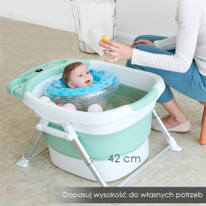 Wanienka składana do kąpieli dla dzieci z poduszką w kolorze miętowym - zielona