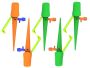Watering pot pot - 3 pcs green + 2 pcs orange 