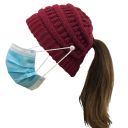 Winter hat for a ponytail - burgundy