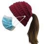 Winter hat for a ponytail - burgundy