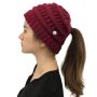 Winter hat for a ponytail - burgundy