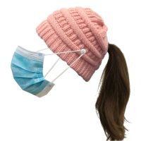 Winter ponytail hat - pink