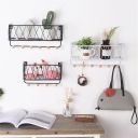 Wisząca półka z wieszakami, styl LOFT– biała, 35,5cm