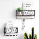 Wisząca półka z wieszakami, styl LOFT– czarna, 25,5cm