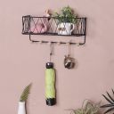 Wisząca półka z wieszakami, styl LOFT– czarna 35,5cm