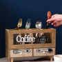 Wooden organizer with drawers for coffee and tea - retro