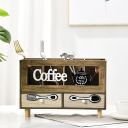 Wooden organizer with drawers for coffee and tea - retro