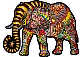 Wooden Puzzle with figurines - Magic Elephant L 245 elements