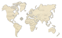 Wooden World Map on a 3D wall, size L - natural color