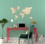 Wooden World Map on a 3D wall, size L - natural color