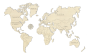 Wooden World Map on a 3D wall, size M - natural color