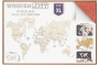 Wooden World Map on a 3D wall, size XL - natural coral