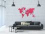 Wooden World Map on a 3D wall, size XL - natural coral