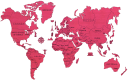 Wooden World Map on a 3D wall, size XXL - color coral
