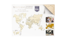 Wooden World Map on a 3D wall, size XXL - color cyan