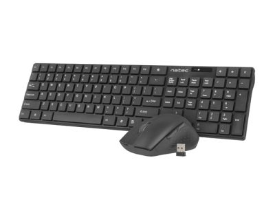 Zestaw klawiatura + mysz membranowa NATEC Stingray NZB-1440 (USB (Radio 2.4 GHz); (US); kolor czarny; optyczna; 1600 DPI, 800 DPI)