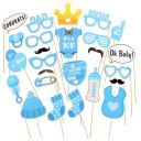 Zestaw rekwizytów do zdjęć na Baby Shower- niebieski